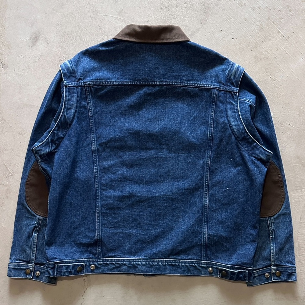 vintage 90s mark's denim jacket with brown canvas elbow patches - Picture 3 of 6